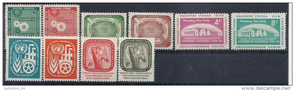 1958-59 NATIONS UNIES 62-71**  Ensemble Avec Charnières - Nuovi