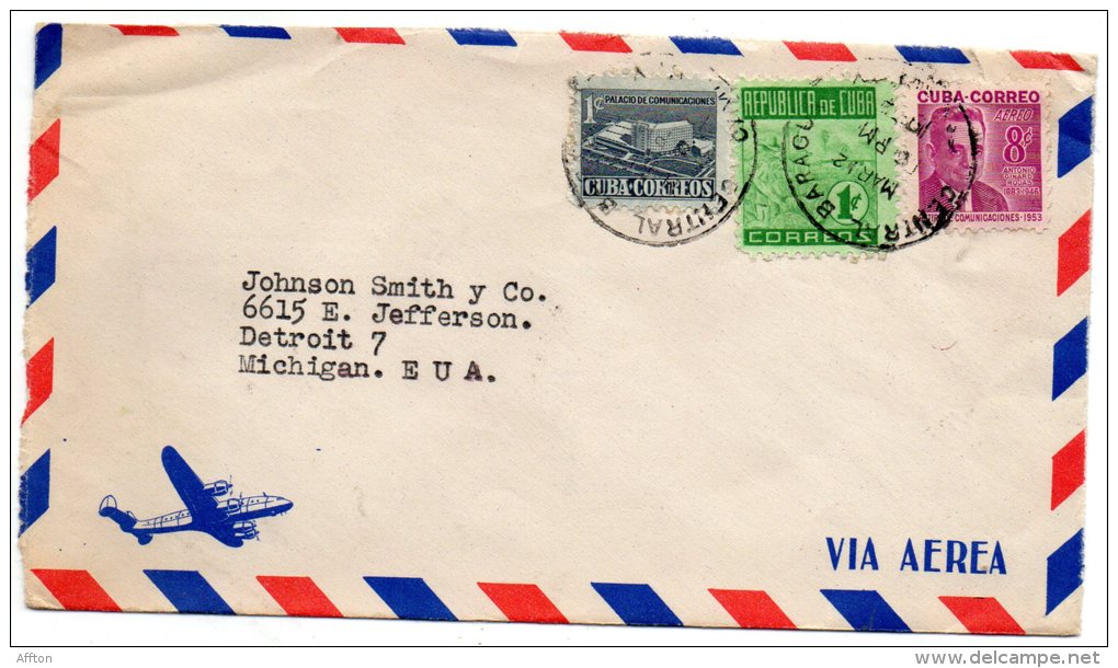 Cuba Air Mail Cover Mailed To USA - Poste Aérienne