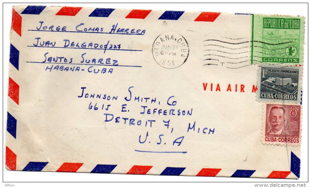 Cuba Air Mail Cover Mailed To USA - Poste Aérienne