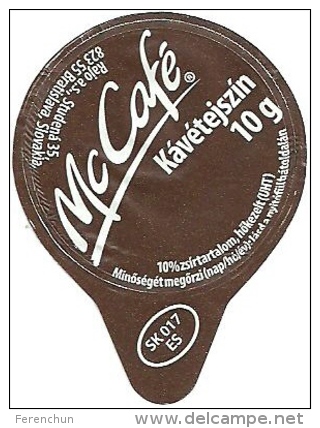 McDONALD´S FAST FOOD RESTAURANT McCAFE COFFEE CREAM SUGAR PRINTED IN SLOVAKIA MILK TOP MILK LID Mc Tejszin 2012 Hungary - Milchdeckel - Kaffeerahmdeckel