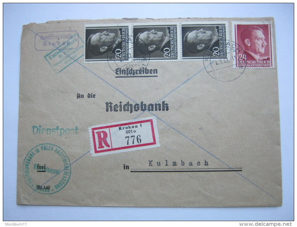 1942, Einschreiben Aus Krakau - Occupation 1938-45