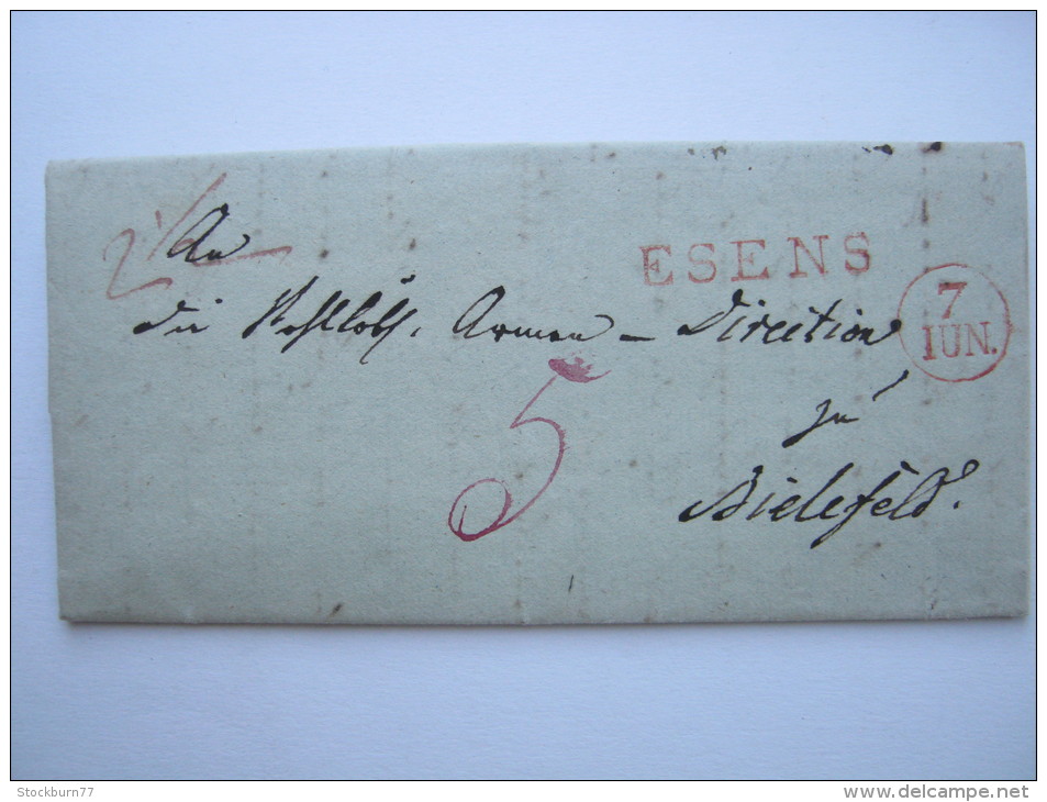 HANNOVER,  ESENS, Roter Stempel Klar Auf Brief  Mit Viel Inhalt 1822 - Prephilately