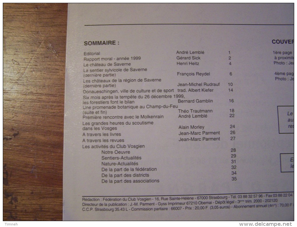 N°3 LES VOSGES Revue De Tourisme 79e Année CLUB VOSGIEN 2000 - Toerisme En Regio's