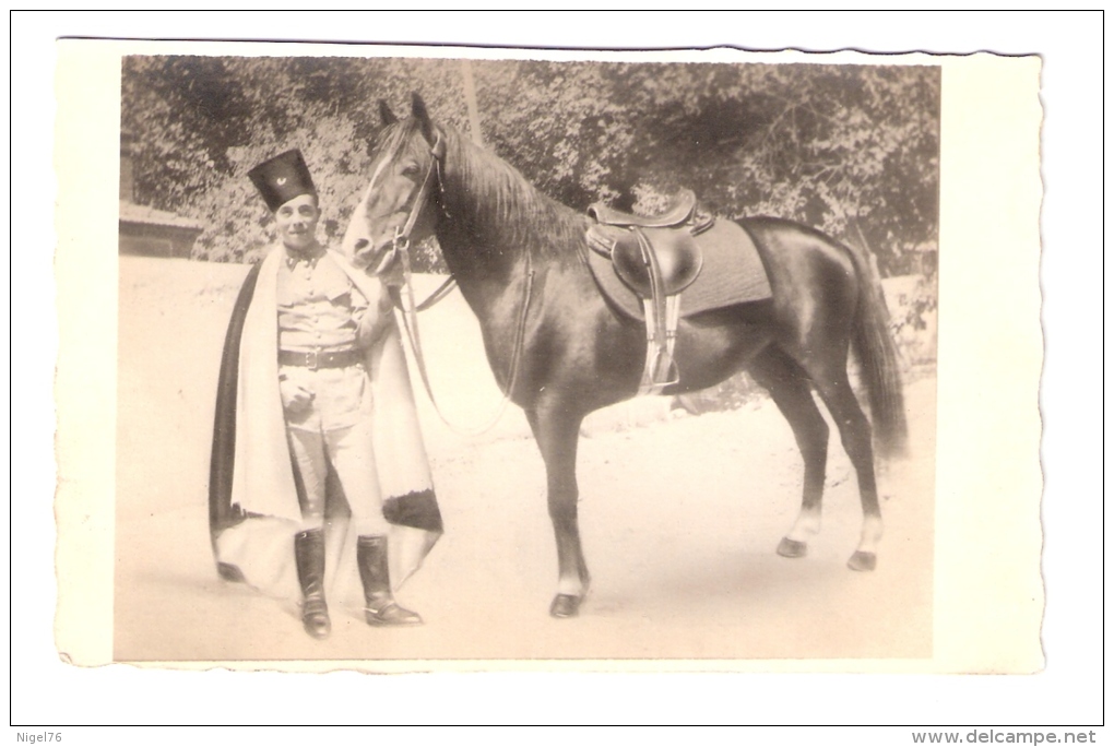 Carte Photo -  PORTRAIT D´un CAVALIER Du 1 Er REGIMENT De ZOUAVES - Uniforme Et Cheval - Regiments