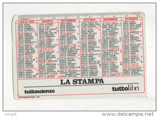 Alt435 Calendario Tascabile, Pocket Calendar, Calendrier De Poche, La Stampa, Quotidiano, Tuttoscienze, Tuttolibri, 1992 - Formato Piccolo : 1991-00