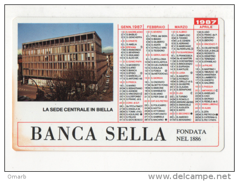 Alt441 Calendario Tascabile Pocket Calendar Calendrier De Poche, 1987 Banca Sella Biella Sede Centrale, Bank Headquaters - Formato Piccolo : 1981-90