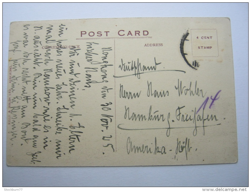 HONGKNG,  1925 ,Ansichtskarte Nach Deutschland - Cartas & Documentos