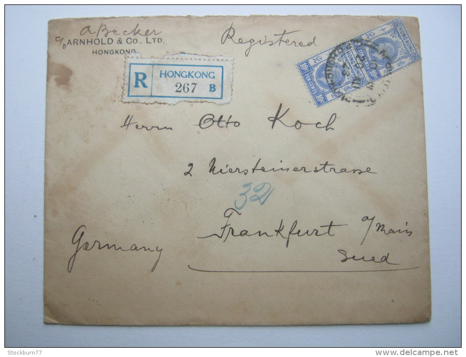 HONGKONG,  1923, Brief Nach Deutschland - Cartas & Documentos