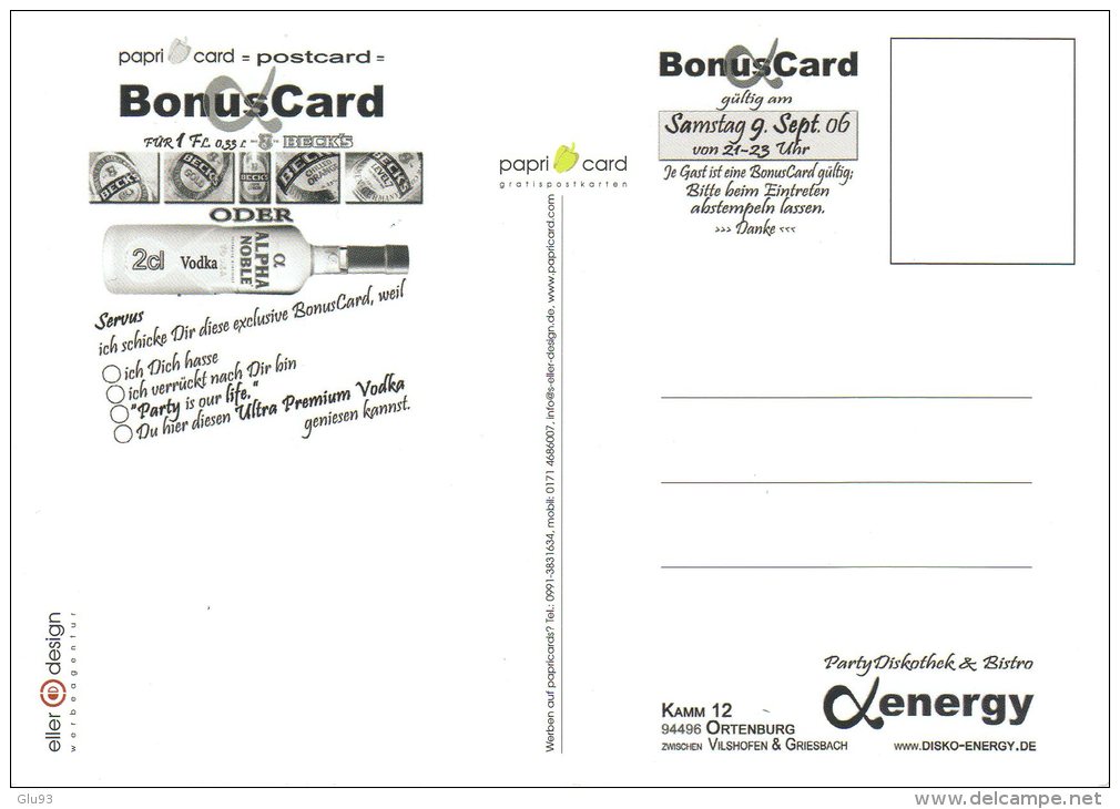 CPM - Ortenburg (Allemagne - Bavière) - Pub - Bonus Card - Energy - Griesbach - Vilshofen - Vilshofen