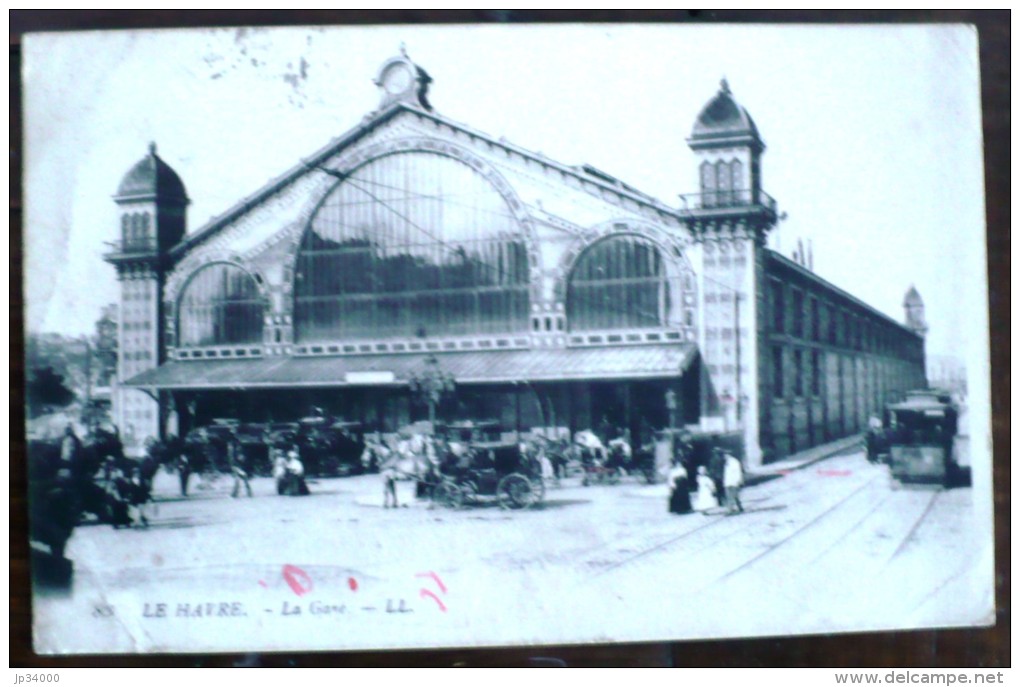 LE HAVRE La Gare (animé, Caleche, Tramway) - Bahnhof