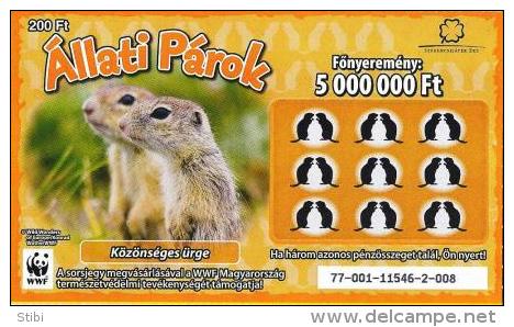 Lottery - Hungary - WWF - Közönséges Ürge - European Ground Squirrel - Biglietti Della Lotteria