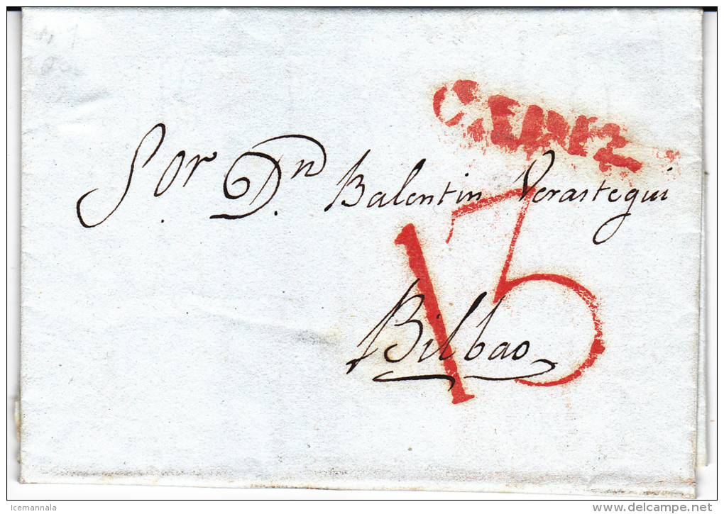 ESPAÑA, CARTA ENTERA  PREFILATELIA - ...-1850 Prephilately