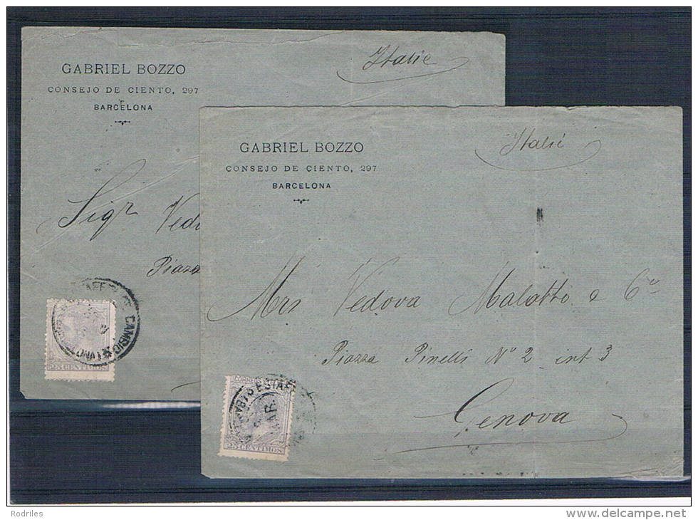 España. 2 Cartas Con Sello De 25 Cts Alfonso XII (Edifil 204) - Storia Postale