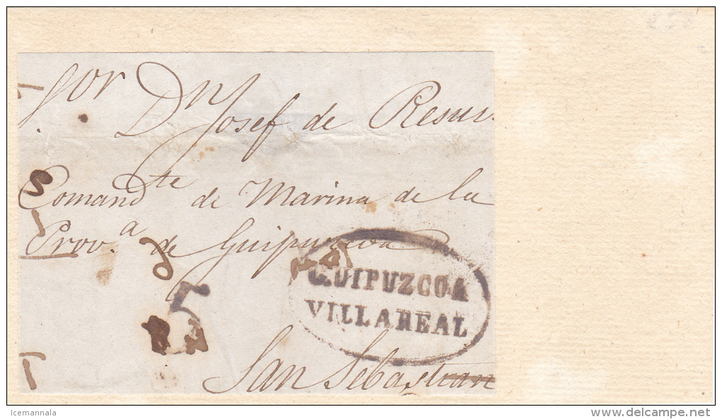 ESPAÑA, FRONTAL DE CARTA  PREFILATELIA - ...-1850 Prephilately