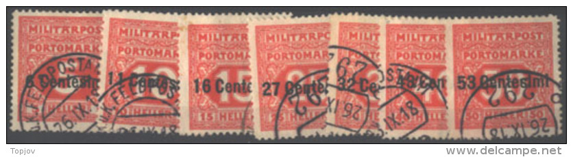 ITALIA - K.u.K. - Austrian Occupat. - SEGNATASE - Sassone 1 - 6 + 2 A - Dentel. 11½  - 1918 - Austrian Occupation