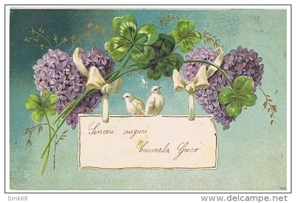 1900s EMBOSSED POSTCARD - SWALLOW &amp; FLOWERS - 38 - Autres & Non Classés