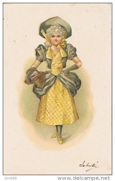 ANTIQUE  TINTED POSTCARD 1900s - GIRL &amp; FLOWERS ( A ) - 1900-1949