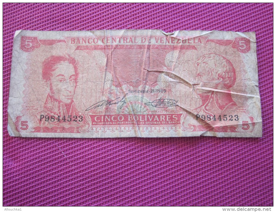 Note Bank  Banca Billet De Banque Bank  Banco Central De Venezuela 1989 - Venezuela