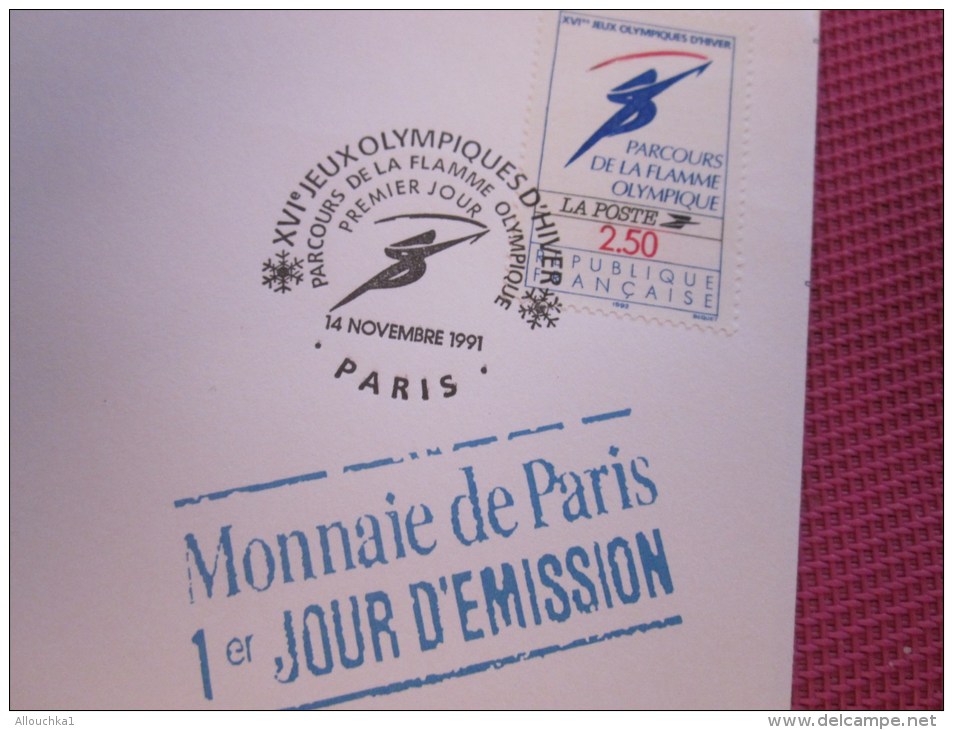 Monnaie De Paris + Enveloppe Officielle Administration Monnaies Médailles 1988 Calgary Jeux Olympiques Albertville - Autres & Non Classés