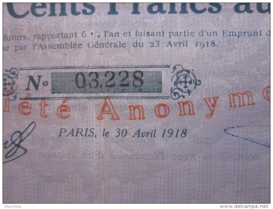 Société Maritime Française Action De 100 Fr. Au Porteur Paris 30 Avril 1918 S.A. Scripophilie - Navigation