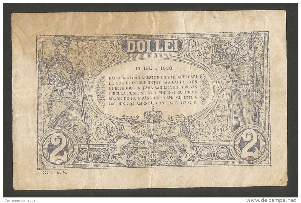 [NC] ROMANIA - BANCA NATIONALA A ROMANIEI - 2 LEI (1920) - Roumanie