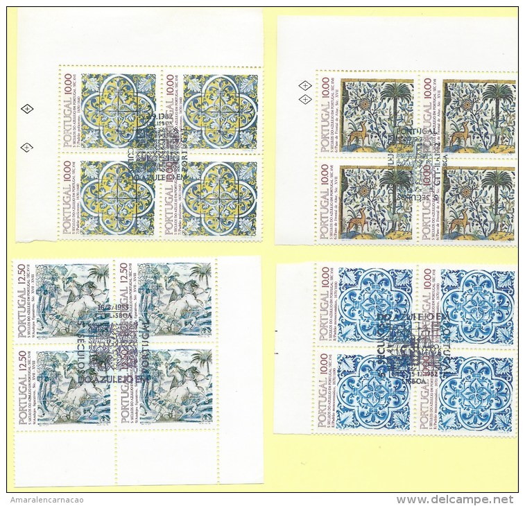 TIMBRES - STAMPS - PORTUGAL - 1981 La 1985 - 5 SIECLES DU CARREAUX - OBLITERATION 1er. JOUR- 20 BLOCS 4 TIMBRES -7 SCANS - Oblitérés