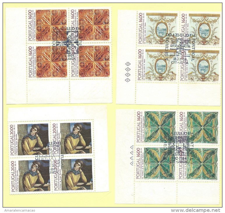 TIMBRES - STAMPS - PORTUGAL - 1981 La 1985 - 5 SIECLES DU CARREAUX - OBLITERATION 1er. JOUR- 20 BLOCS 4 TIMBRES -7 SCANS - Oblitérés