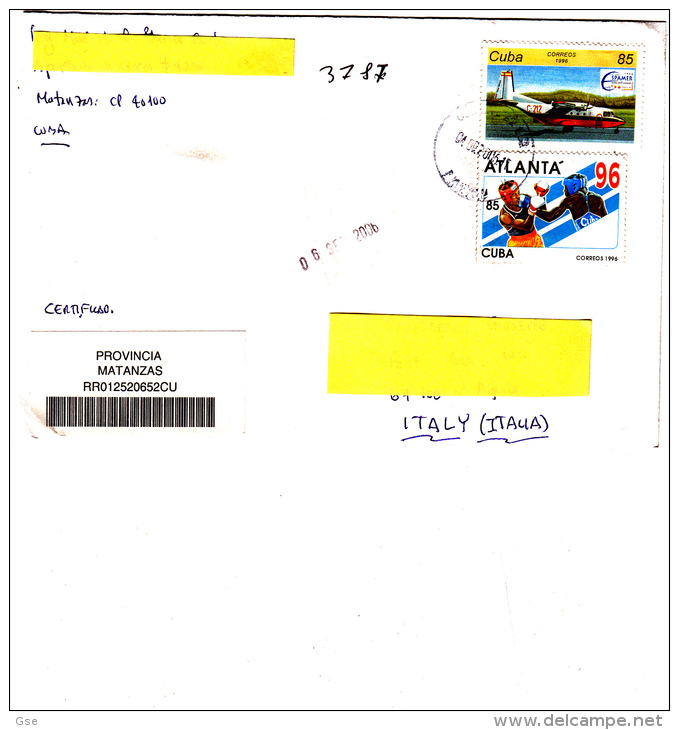 CUBA 2006 -  Yvert 3519-3523  -  Raccomandata Per L´Italia - Aero-pugilato - Lettres & Documents