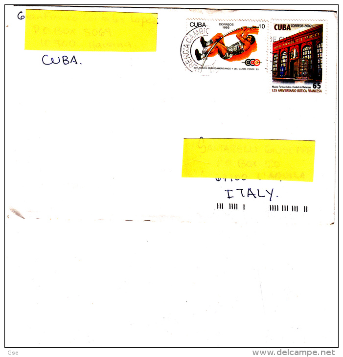 CUBA 2007 - Yvert 334o - Lettera Per L'Italia - Salto Con L'asta - Brieven En Documenten