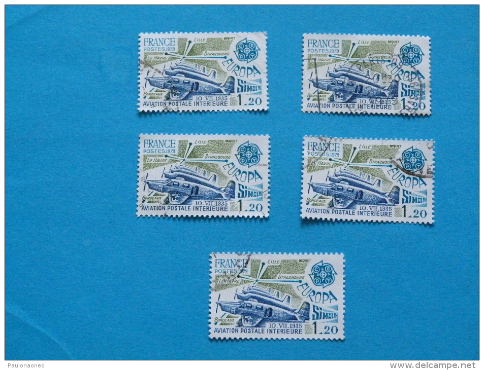 LOT DE 5 TIMBRES 1 F 20  AVIATION POSTALE INTERIEURE - Collections