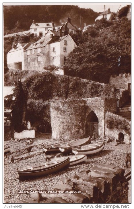 NF5 - Clovelly From The Harbour, Real Photo Pc, 1951 To Ostend - Clovelly