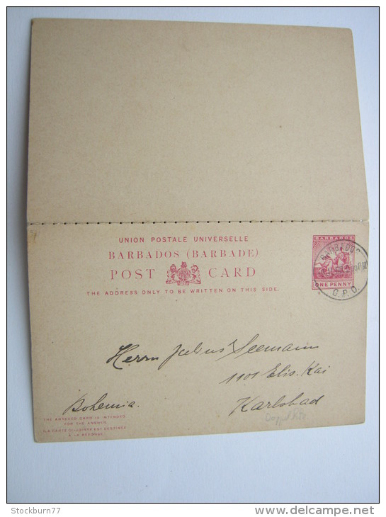 1900, Postal Stationary  Send To Austria - Barbados (...-1966)