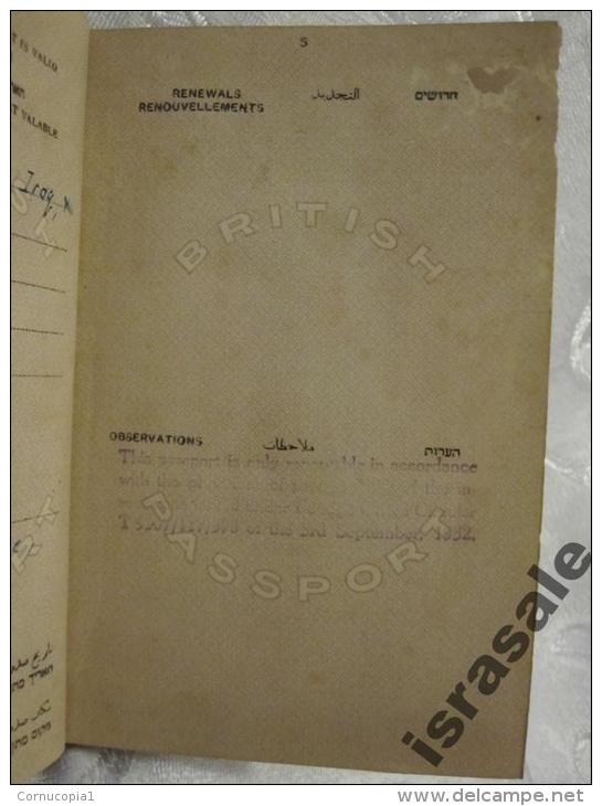 OLD BRITISH PALESTINE ERETZ ISRAEL PASSPORT BY PALMACH OFFICER 1944 - Verzamelingen