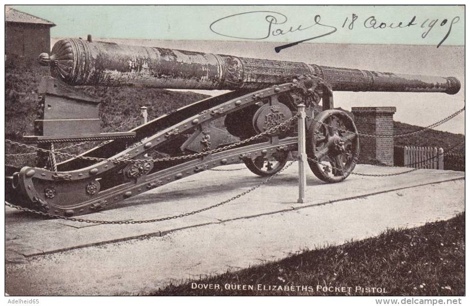 NF5 - Dover (partially Colored) Queen Elizabeth Pocket Pistol (cannon) Dainty Series 1906 - Dover