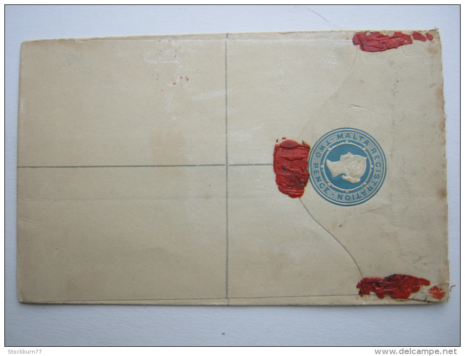 1894, Postal Stationary  As Registered Letter To London - Malta (...-1964)