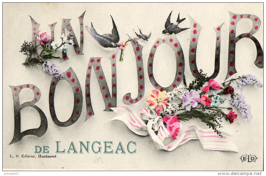 LANGEAC (43) Carte Fantaisie Un Bonjour - Langeac