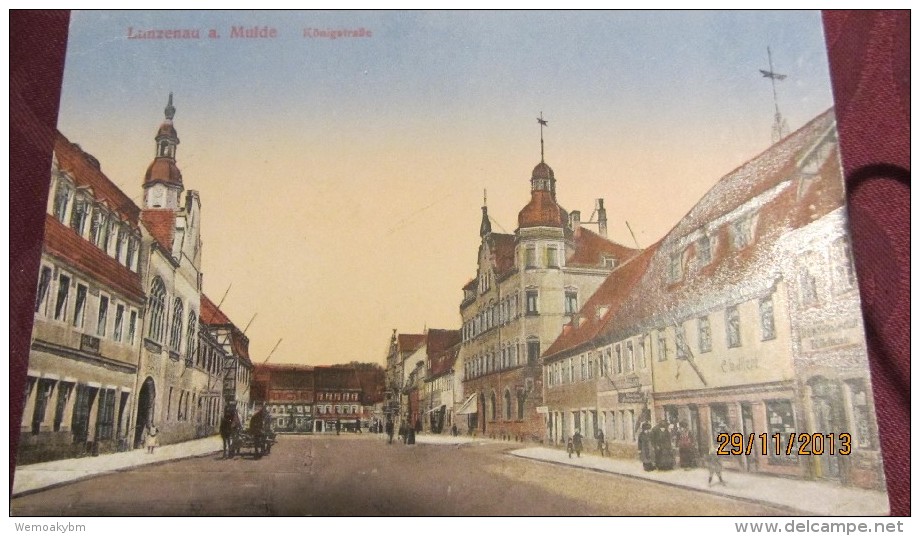 AK Lunzenau An Der Mulde Mit Königstraße Vom 6.9.1920 - Lunzenau