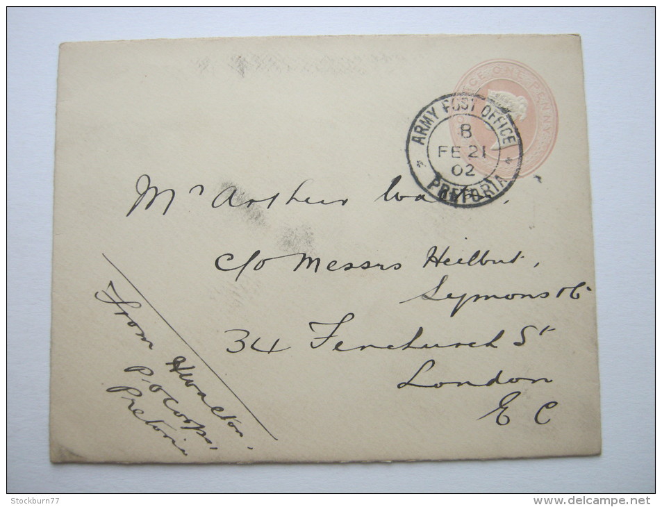 1902, ARMY POST OFFICE  PRETORIA, Postmark On Postal Stationary To London - Transvaal (1870-1909)