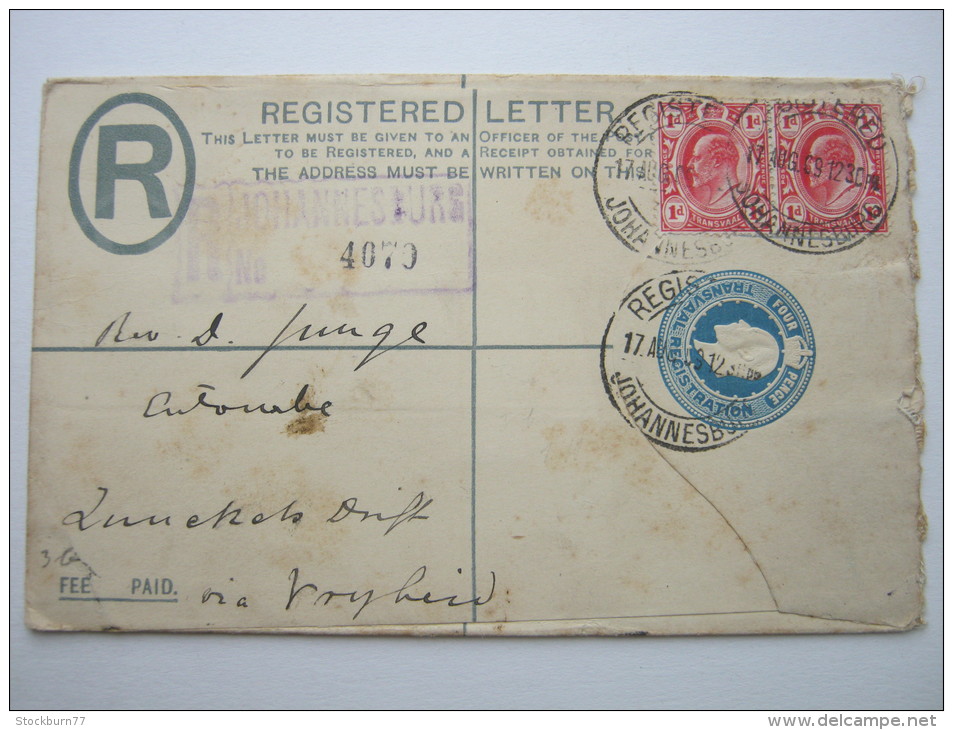 1909, Registered Letter  To Natal - Transvaal (1870-1909)