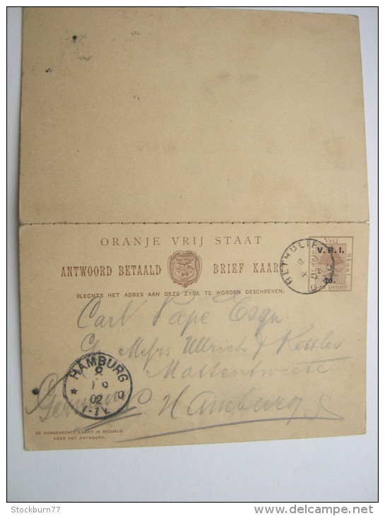1902, Postal Stationary To Germany - État Libre D'Orange (1868-1909)