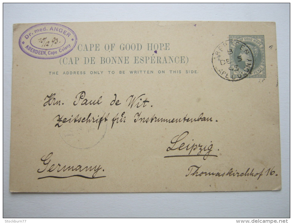 1893,  Postal Stationary To Germany , Long Message On Back - Cap De Bonne Espérance (1853-1904)