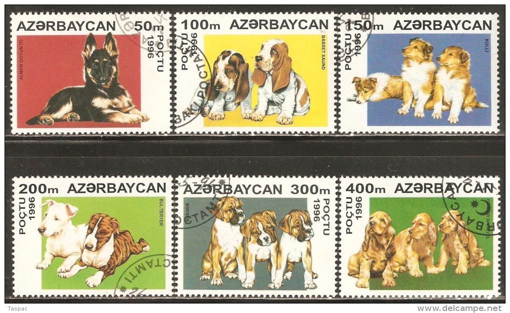 Azerbaijan 1996 Mi# 306-311 Used - Dogs - Azerbaiján