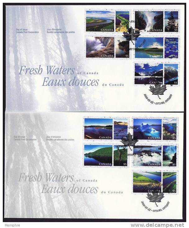 2000  Fresh Waters Of Canada From Self Adhesive Booklets Sc 185455a-e - 2001-2010