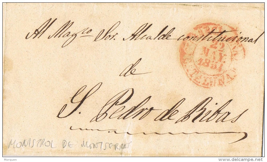 6081. Carta Entera Pre Filatelica MONISTROL De MONTSERRAT (Barcelona) 1854 - ...-1850 Prephilately