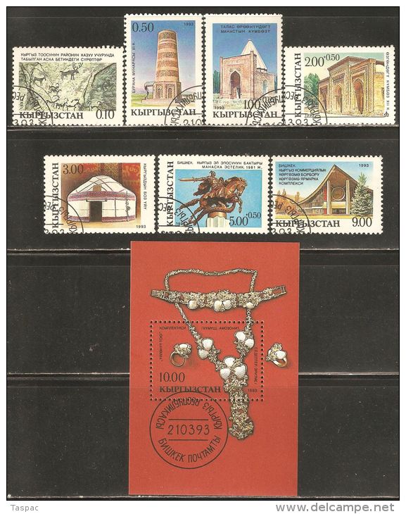 Kyrgyzstan 1993 Mi# 5-11 A, Block 1 Used - Sites And Landmarks - Kirghizistan