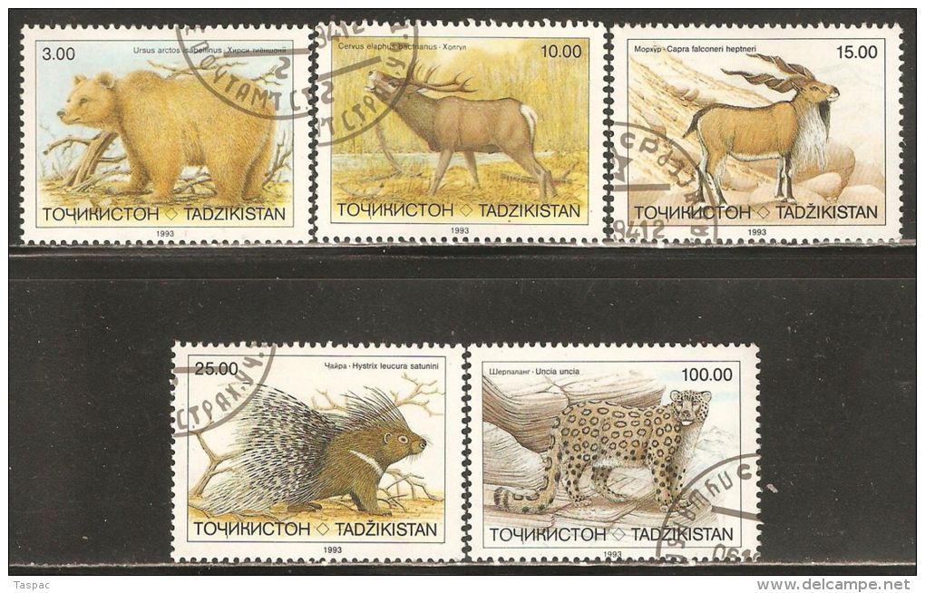 Tajikistan 1993 Mi# 22-26 Used - Wild Animals - Tadschikistan