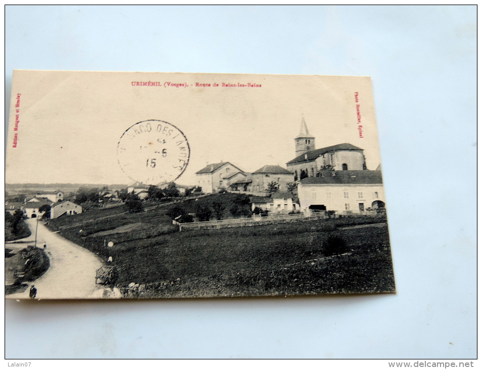 Carte Postale Ancienne : URIMENIL : Route De Bains Les Bains - Urimenil