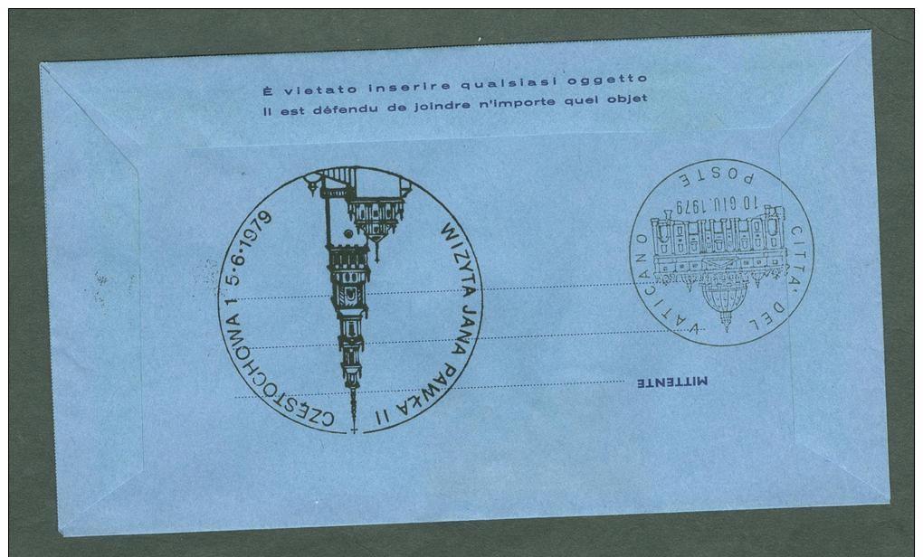 VATICAN 1979 AEROGRAMME REGISTERED POPE JOHN PAUL II Travel To CZESTOCHOWA POLAND (WITH NEWSPAPER OF EVENT) (E9858 - Lettres & Documents