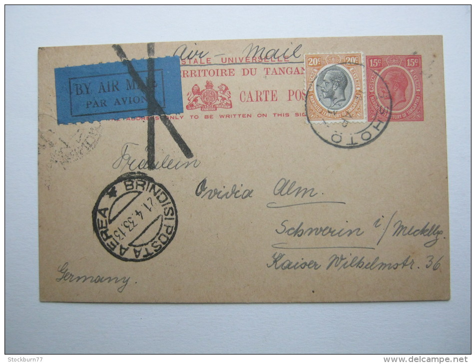 1933, Postal Stationary ,airmail To Germany - Tanganyika (...-1932)