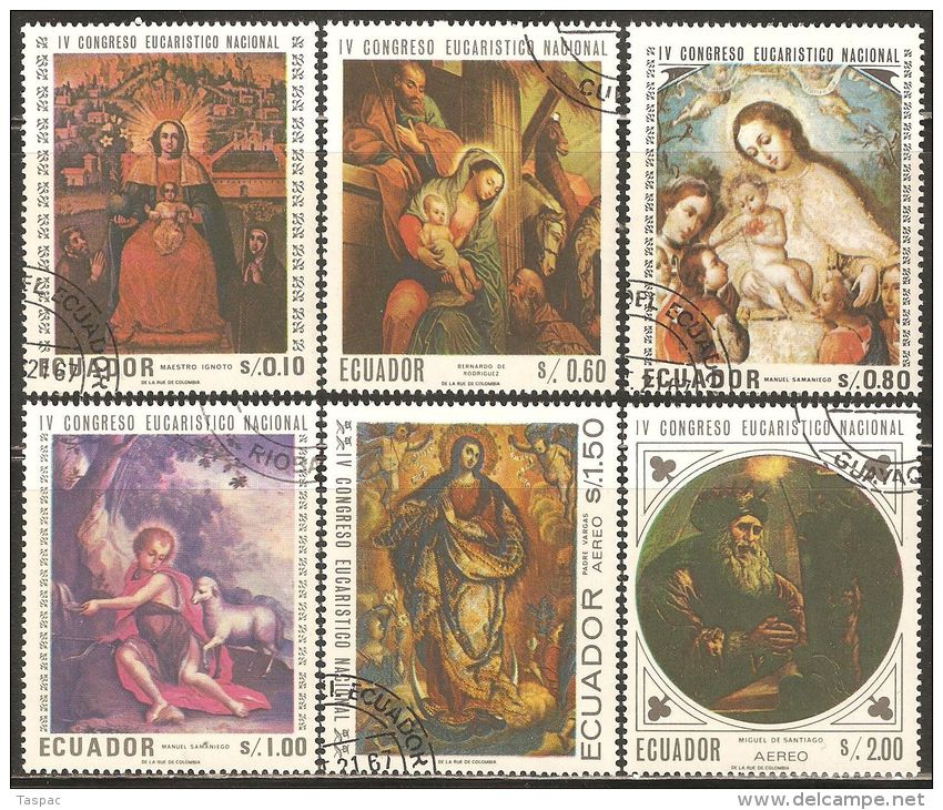 Ecuador 1967 Mi# 1337-1342 Used - 4th Natl. Eucharistic Congress / Paintings - Ecuador